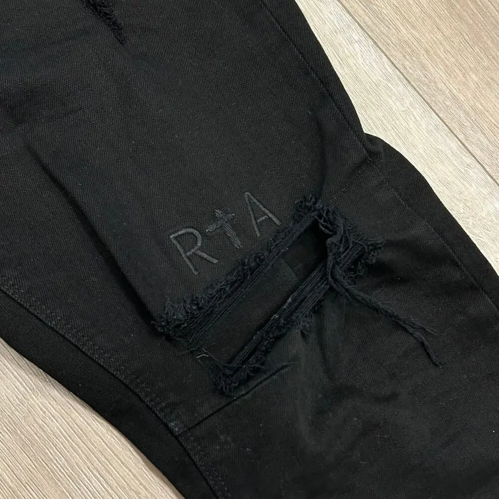 RTA Black Distressed Skinny Slim Jeans Pants size 36 B30
